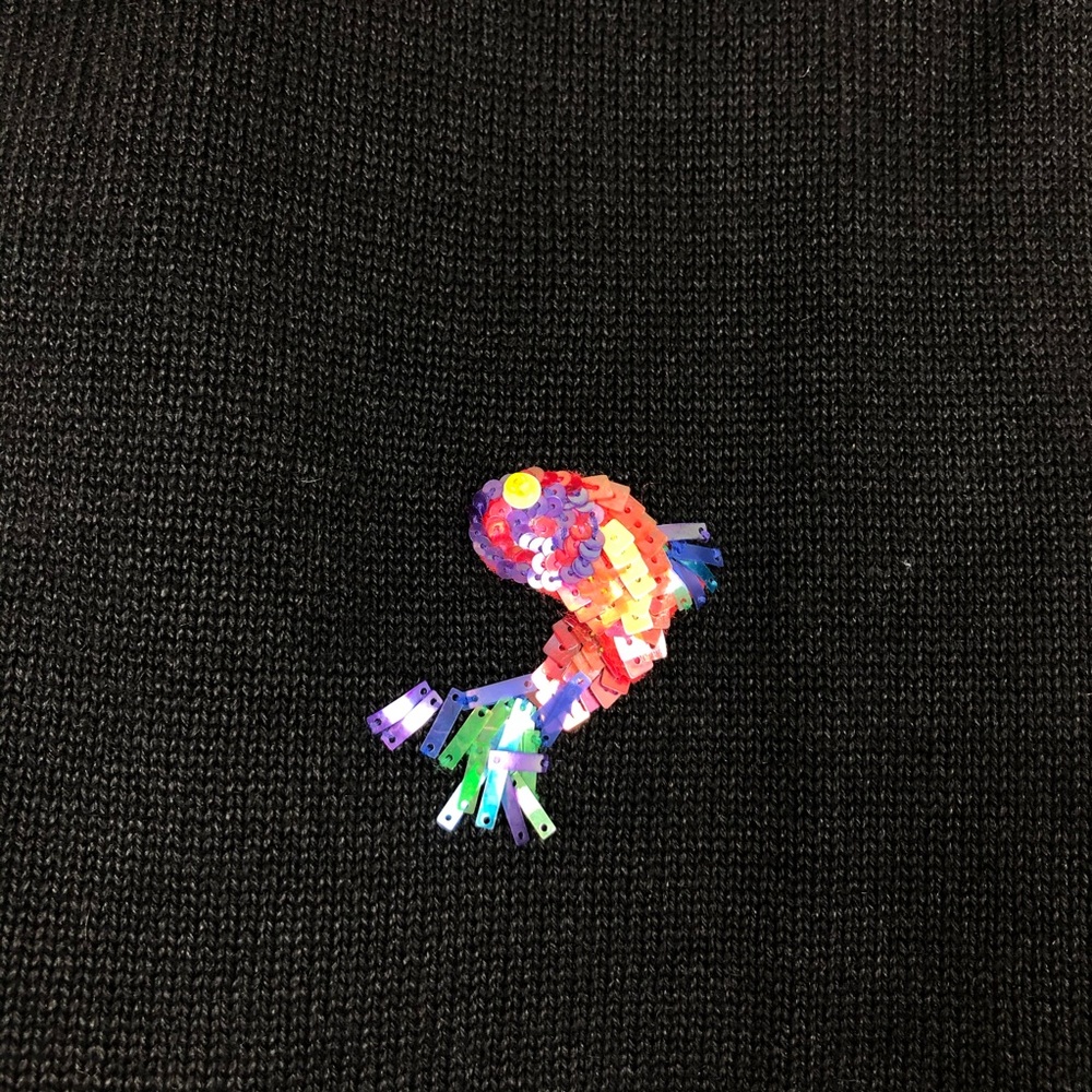 Michael Simon Black V-Neck Sweater with Colorful Embroidery - Picture 8 of 9
